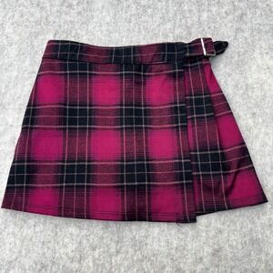Abercrombie Kids Girls 9/10 Slim Red & Black Plaid Pleated School‎ Girl Skort